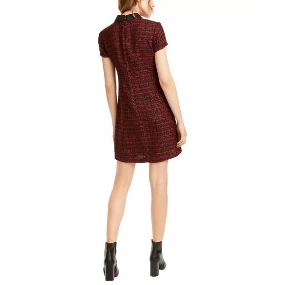 Maison Jules Women's Collared Tweed Shift Dress   Red Size X-Large - Picture 2 of 4